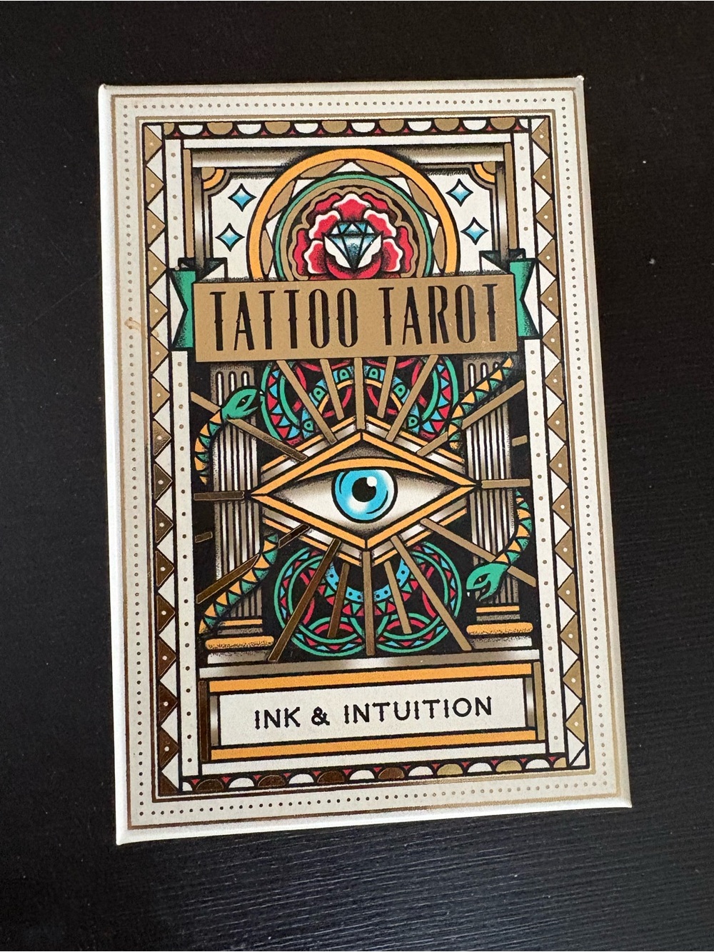 Urban Outfitters Tattoo Tarot Deck - Teal, Gold, Red, Black